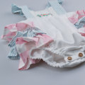 เสื้อผ้าเด็กผ้าฝ้ายและผ้าลินิน Ruffled Romper สำหรับเด็กหญิง 12M-4T