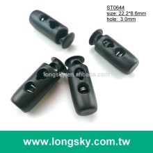 (#ST0644) 3mm cord hole double hole mini tube cord lock for sport coat