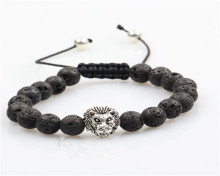 Fashion lava Bracelet Silver Lion Beaded Macrame Bangle Bracelet Wholesale