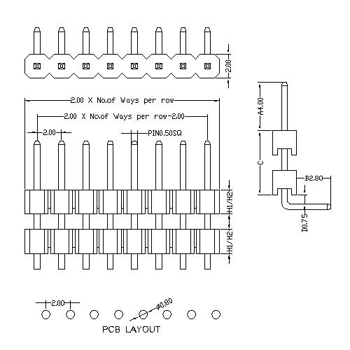 2.0 mm Pin Header Single Row Double Plastic Angle Type