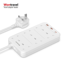 Wontravel UK UAE Extension Lead with USB, 13A Power Strip