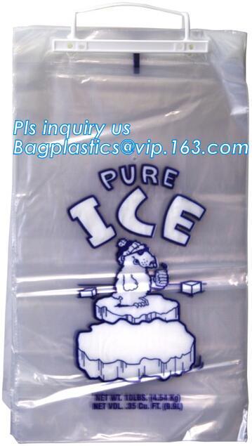 1kg 2kgIce Cube Frozen Bag, 10 lb Ice Bags on Wicket, bag with nylon drawstring for firewood /ice, Preprinted Poly Ice Bag on Wi