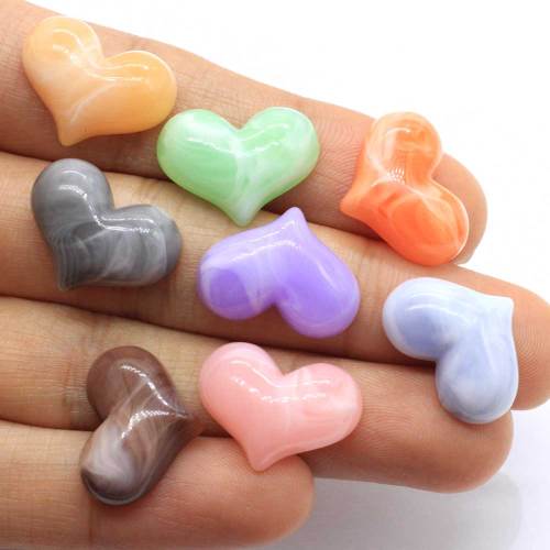 100pcs Multi Color Heart Shaped Resin Cabochon Flatback Beads Charms For Kids Toy Decor Hair Accessories For Women