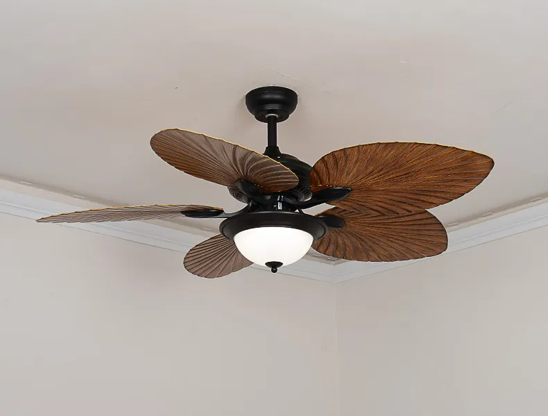 Retro Remote Control Ceiling Fan Lamp for Dining Room