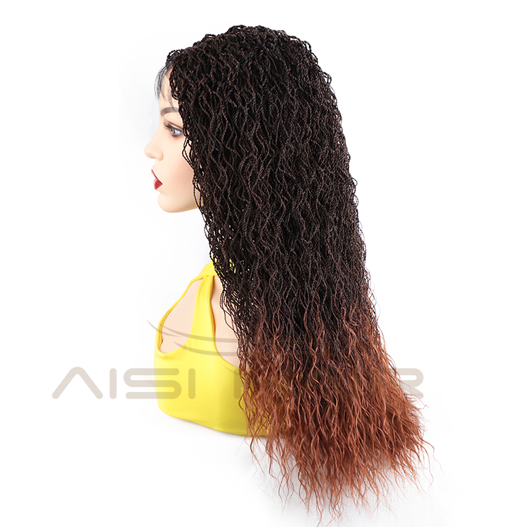 Aisi Hair New Design Long Braided Ombre Brown Swiss Lace Wigs Senegalese Twist Braided Front Lace Synthetic Wigs For Black Women