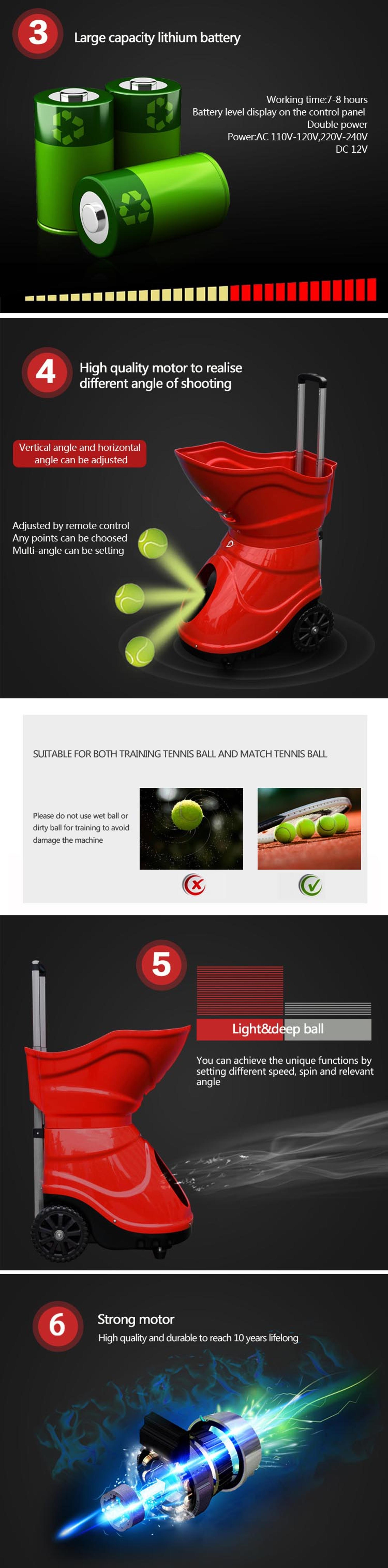 Li-Battery dan Remote Control Tennis Ball Machine Siboasi S4015