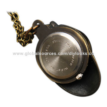 Antique Vintage Bronze Leisure Sun Hat Pocket Watch with Pendant Necklace