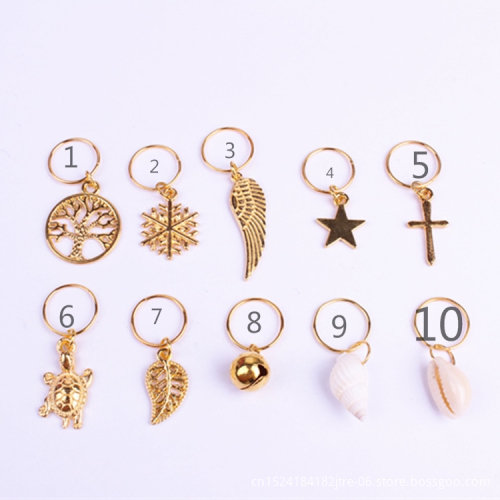 leaf dread bead metal color braid hair beads for braiding hair, dreadlock jewelry