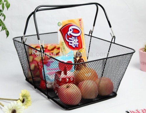 Hangzhou Wholesales Fancy Metal Wire Mesh Hand Held Sundry Storage Basket/Shopping Basket