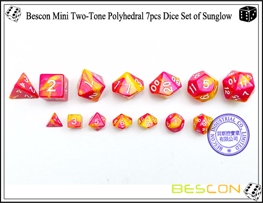 Bescon Mini Zweifarbige Vielflächige 7pcs Würfel Set von Sunglow-3 Bescon Mini Two-Tone Polyhedral 7pcs Dice Set of Sunglow-3