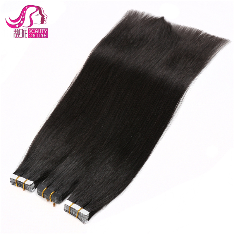 Wholesale blonde black gray highlight  color cuticle aligned european remy tape in human hair extensions 12"-32