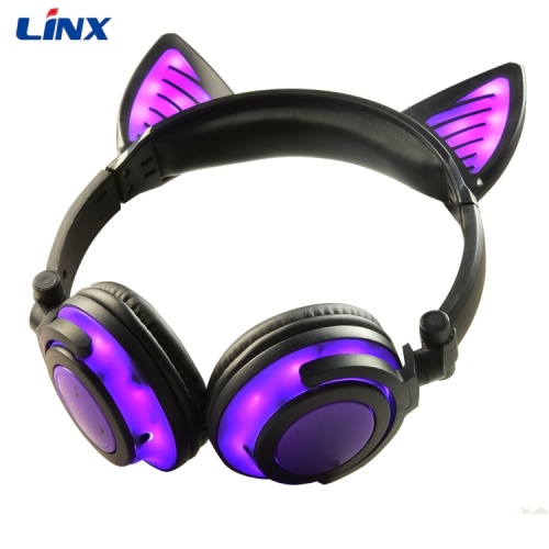Auriculares de oreja de gato de niños regalos de Navidad con LED