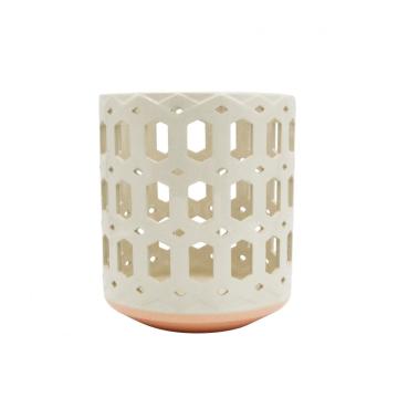 Broken Resistant Ceramic Candle Holder with Pink Bottom