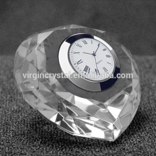 Hot selling heart crystal clock with diamond cutting