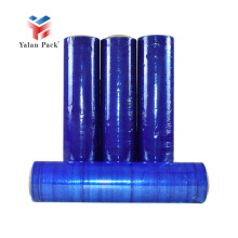 Color Hand Stretch Film Rolls Transparent Blue Tinted Stretch Wrap Plastic Packaging