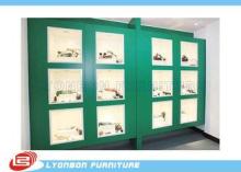 Green Painted Showcase Wood Display Cabinets For Mechanical