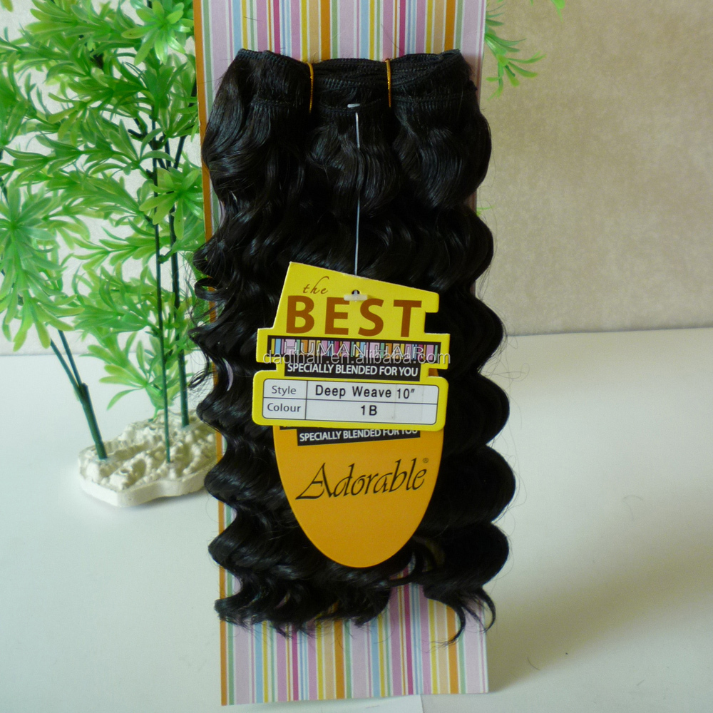 Adorable hair, 4 different size indian synthetic deep curly hair weft, Quattro Ripple deep wave hair weave with fringe