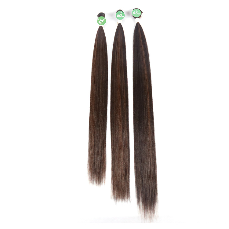 Kanekalon Fiber Hair Straight Wig Brazilian Multi Bundle Synthetic Yaki Weave