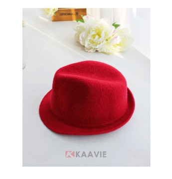 mens red light grey wool felt plain fedora hats