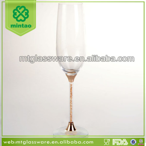 Fashion Wedding Crystal Champagne Flute, Rose Golden Color