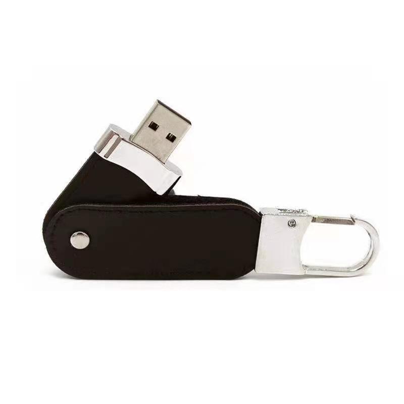 Kundengerechter Schlüsselanhänger drehbarer Leder-USB-Memory-Stick