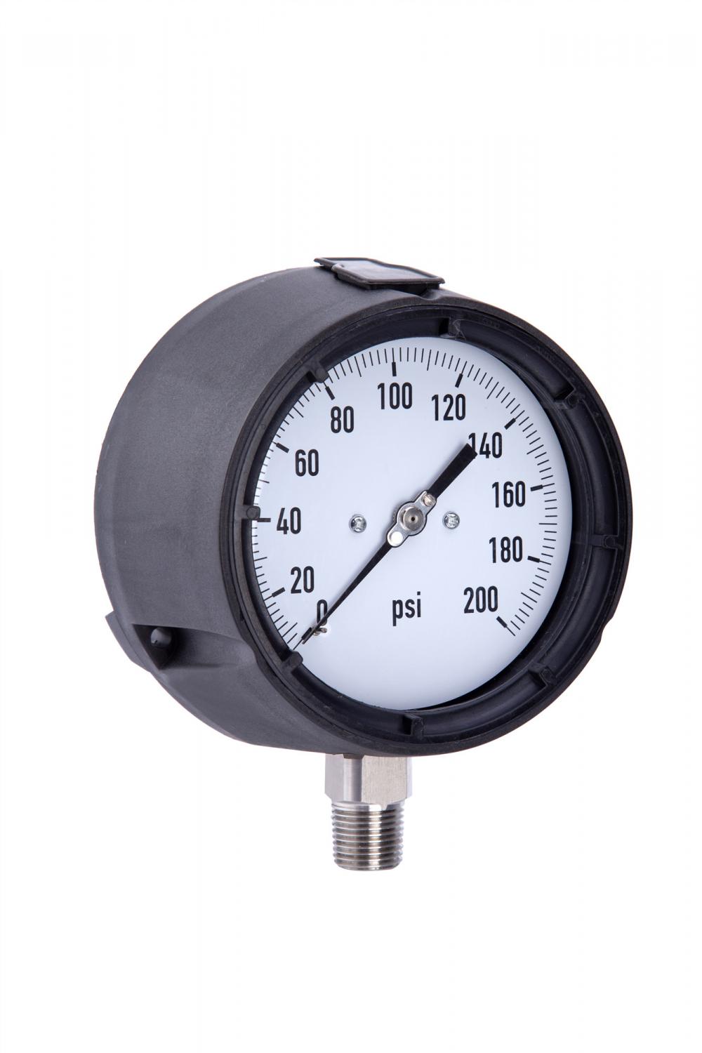 Safety process gauge with solid front wall