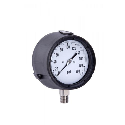 Safety process gauge with solid front wall