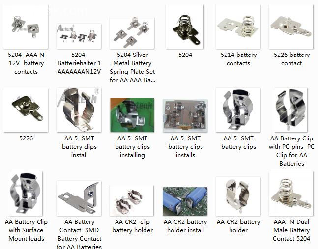 หน้าสัมผัสแบตเตอรี่ทรงกระบอกคลิปสปริงผู้ถือ Cylindrical Battery Contacts ClipsHolders Springs
