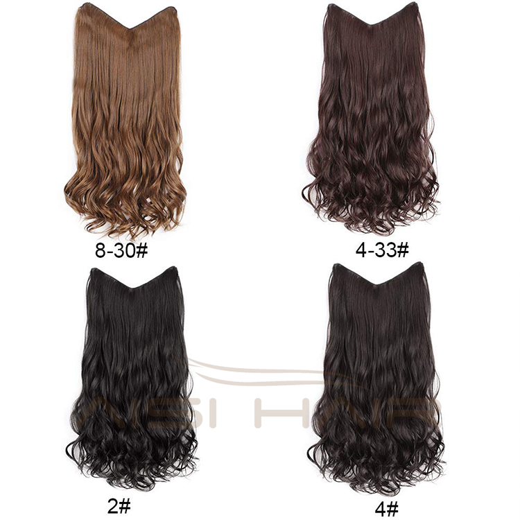Aisi Hair High Temperature Fiber 4 Clips Synthetic Clip In Hair Extensions Long Wavy Brown Clip In Hairpieces for Women