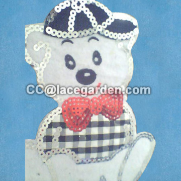 Lovely Bear Design Sequin Embroidery Patches