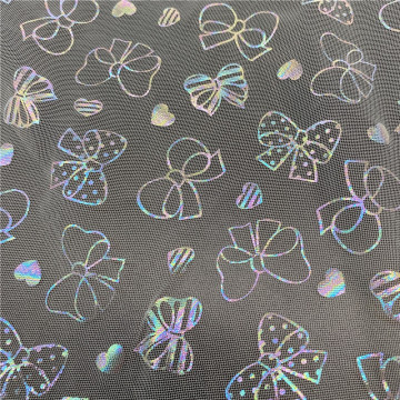Fancy Bowknots Foil Printed Tulle Fabric for Dress