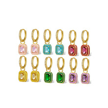 2023 Fashion Trend: Enamel Diamond Hoop Earrings in Candy Colors with 925 Silver and Cubic Zircon Design for Women