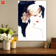 Watercolor Woman Portrait Canvas Art Print