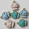 Cartoon Alloy Sea Animal Pendants Artificial Enamel Jellyfish Charms DIY Key Chain Ornament Earring Necklace Jewelry Supply