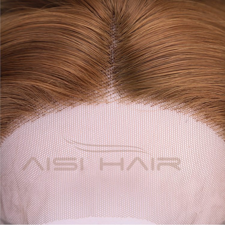 Aisi Hair Ombre Brown Lace Front Long Straight Wig High Temperature Fiber Synthetic Silk Straight Lace Front Long Wigs for Women