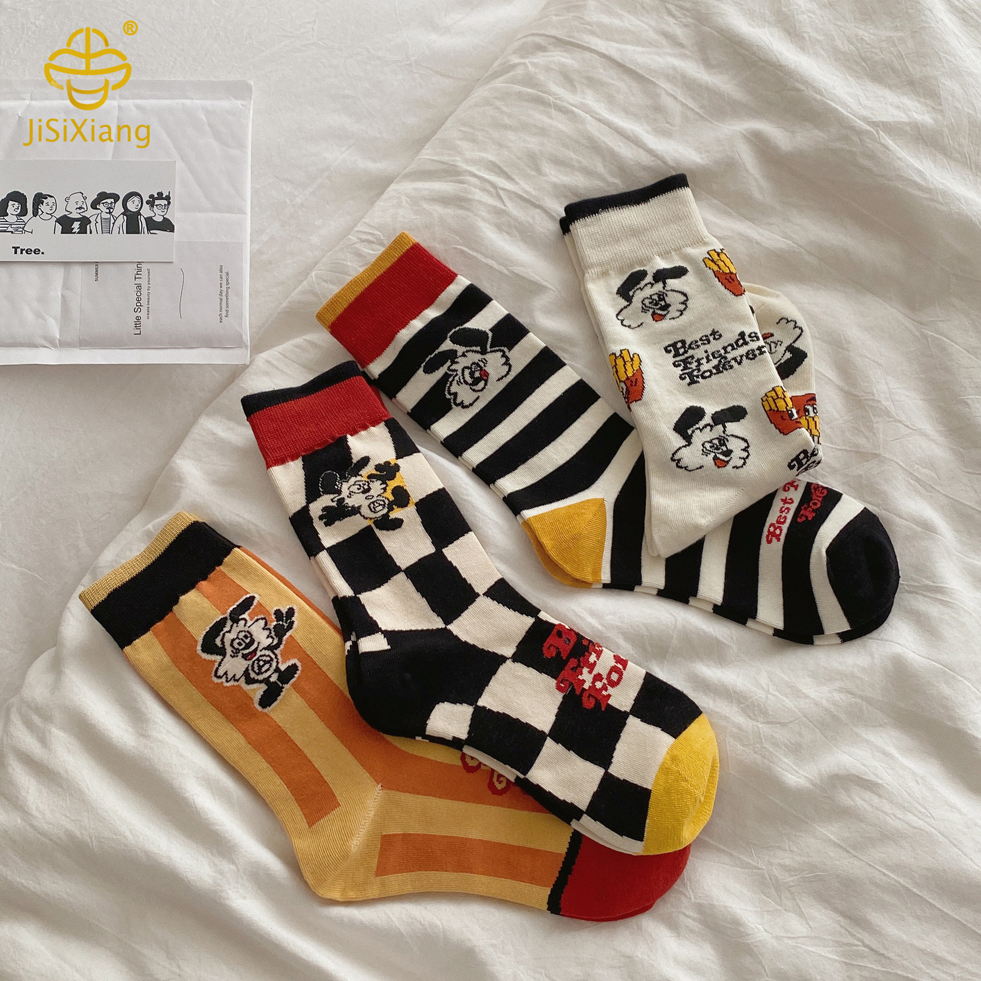 면 중간 튜브 양말 Cotton mid tube socks