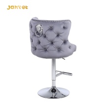 Luxury Button Tufted Velvet Lion Knocker Back Bistro Adjustable Swivel Barstool