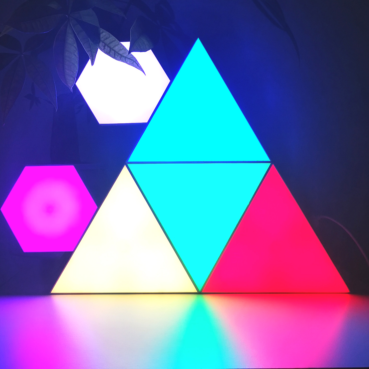 DIY Smart Phone APP Control Dimming RGB Color Triangle Splicing Modular Panels Night Light Lamp for Home Decor