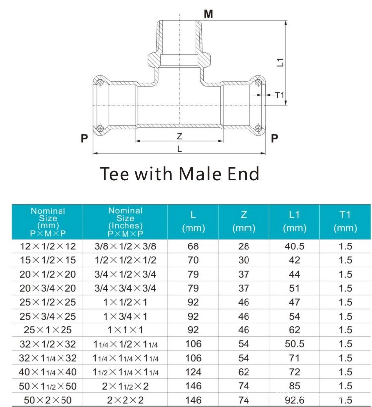 tee with male end