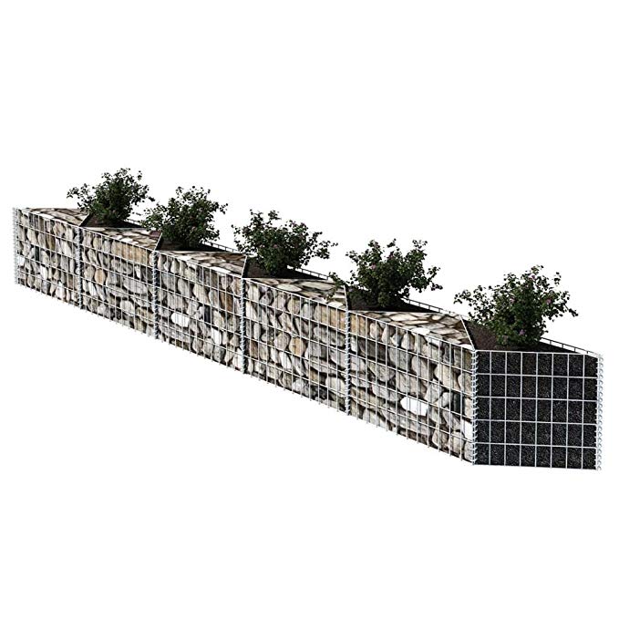 vidaXL Gabion Planter Galvanised Steel 180x90x100 cm Silver Garden Flower Bed