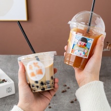 Wholesale Custom Logo Drink Cups with Lids - PET Plastic Beverage Coffee Cups