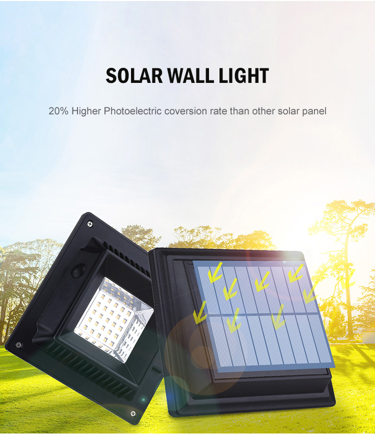 OKELI High quality solar power solar panel garden outdoor led solar wall lighting