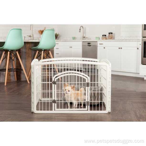 4-Panel Plastic Exercise Pet Playpen with Door Fence