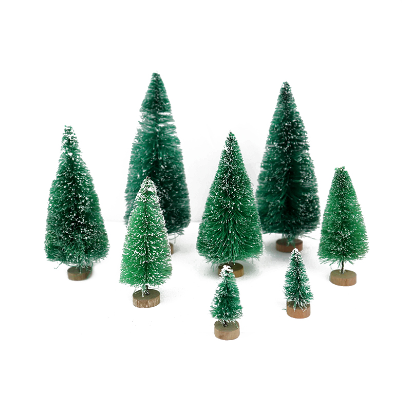 8pcs/set Artificial Mini Christmas Tree Snow Frost Small Pine Tree DIY Crafts Desktop Decoration Christmas Decoration Ornaments