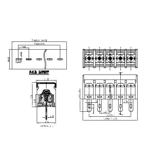 AT828-7.62XXX-H Barrier Terminal Block Pitch7.62mm 