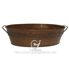 garden decor brown oval metal pot
