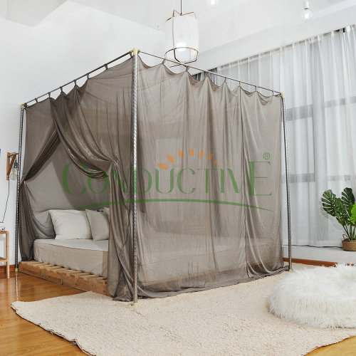 Toldo de cama con mosquitera de protección EMF de forma cuadrada