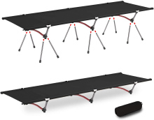 Compact Aluminum Folding Camp Bed with Adjustable Height
