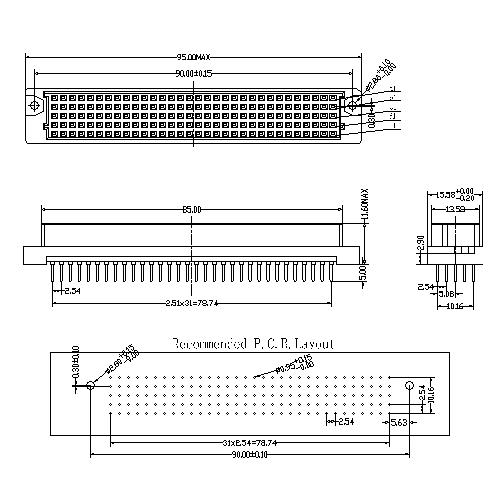 DFS-XX-XXX-501 DIN 41612 Vertcal Solder Type E Female 160 Pins-Model