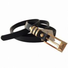 1.4cm Width PU Belt with 3 Gold Metal Keepers
